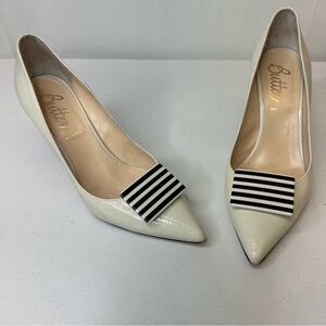Butter 🧶 Light Mint Green, Black & White stripe embellishment Pointed Toe Heels